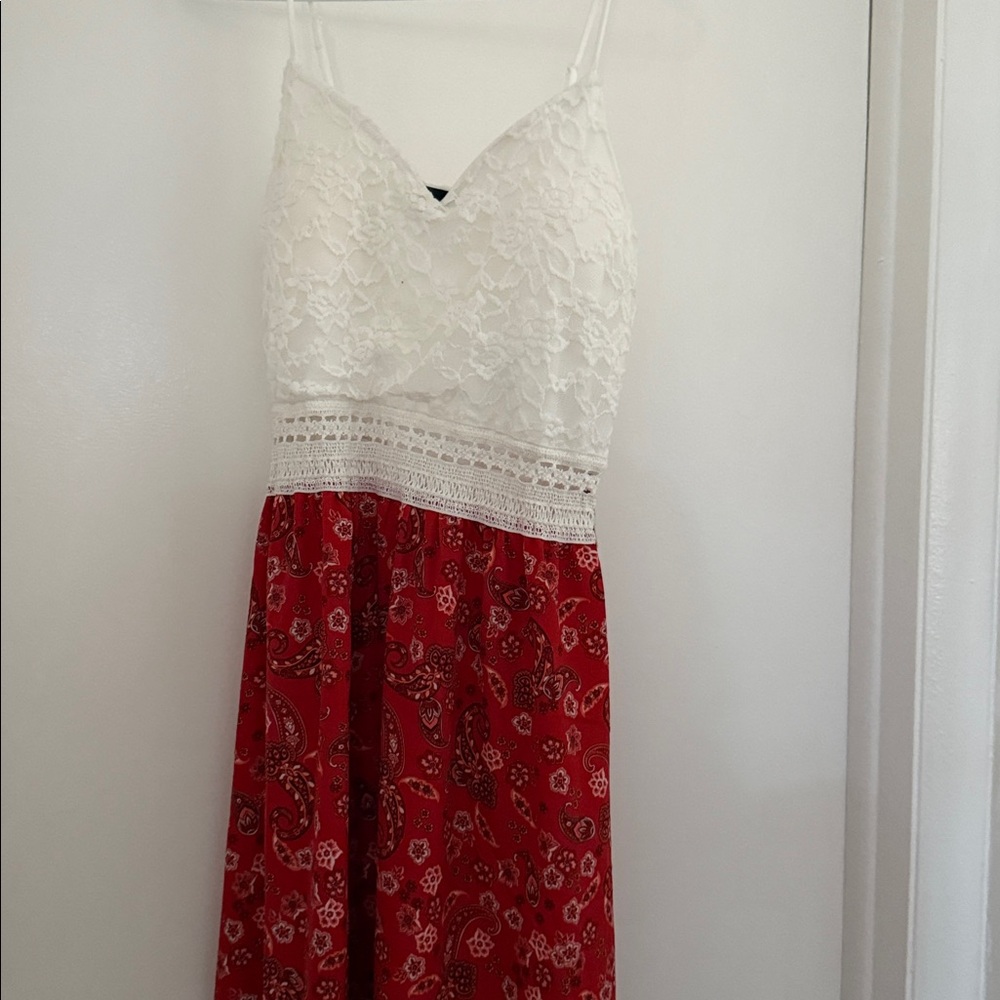 Elegant Red and White Maxi Dress